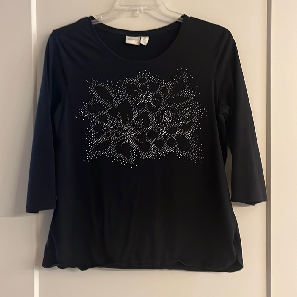 Chicos embellished 3/4 sleeve top